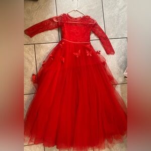 Charming Red Formal Kids Dress with Butterfly Details MARIPOSA GOWN CRIMSON